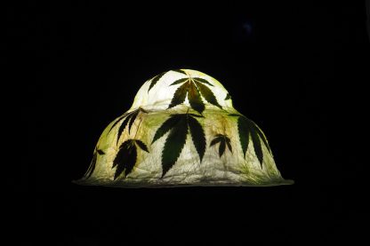 Paper lamp with hemp leafs